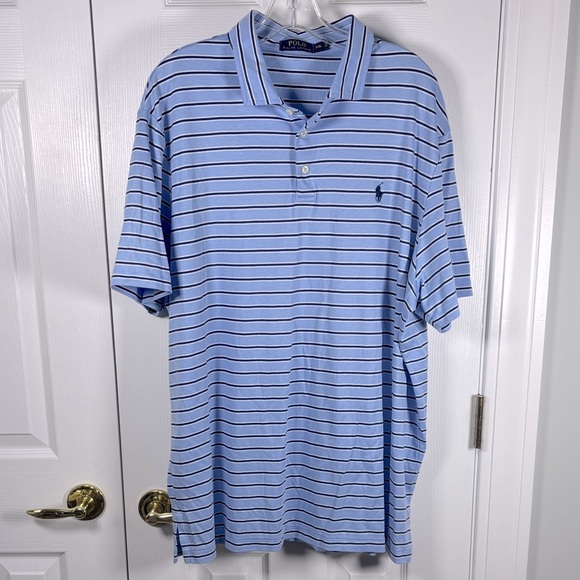 Polo Ralph Lauren Men’s Striped Blue Polo Shirt Size XL - Picture 1 of 6